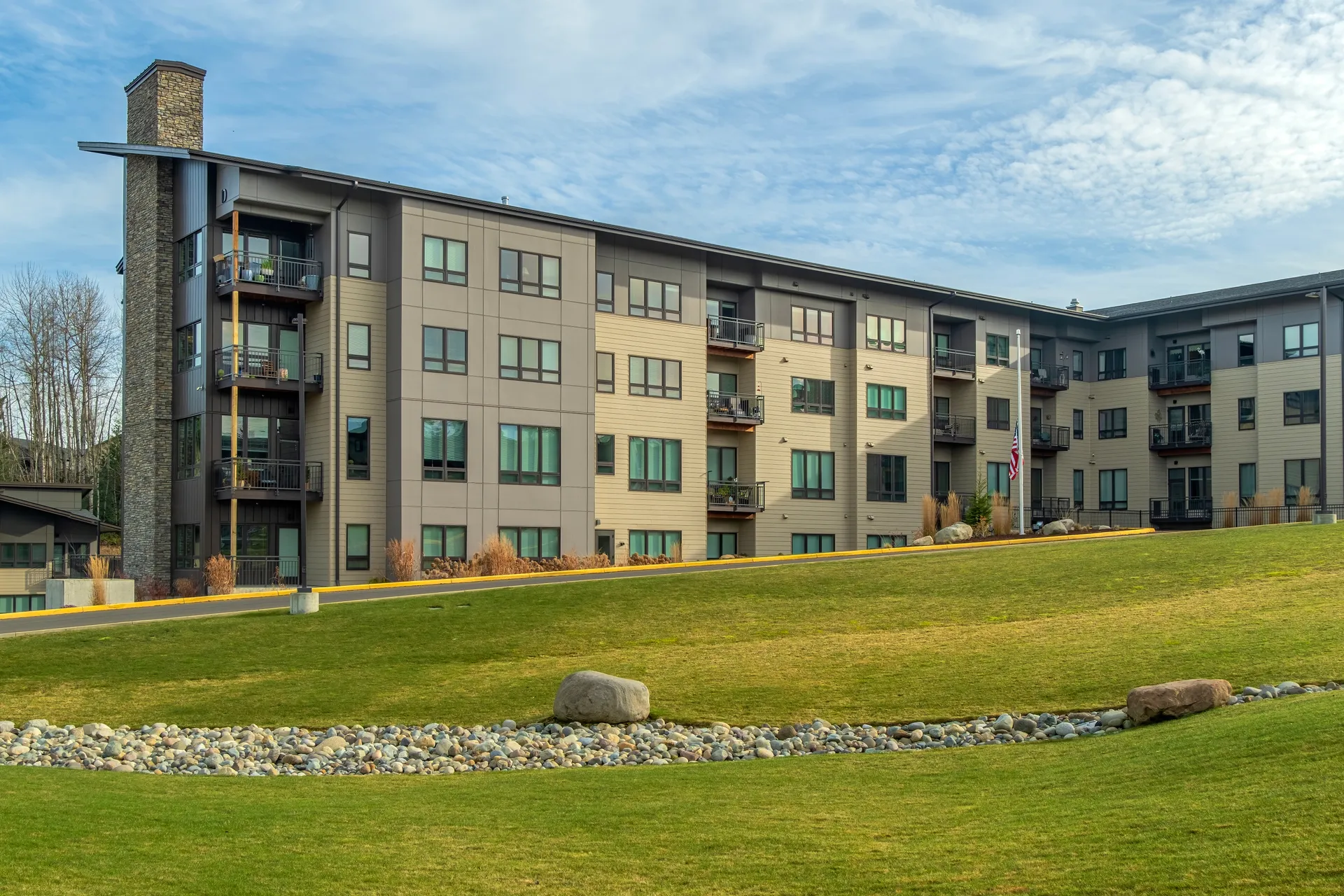 The exterior of a purpose-built senior living community